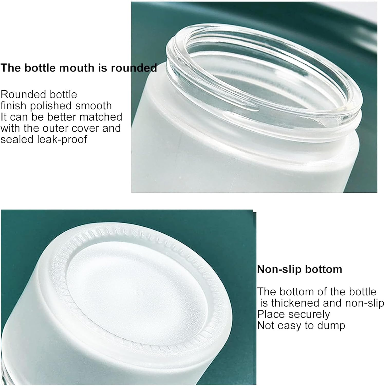 Glass Coastal Container with Lid,Round Frosted Glass Jars with Leakproof Lids,Reusable Small Empty Sample Jars for Makeup Lip Scrub Balm Lotions Sample Eye Creams DIY (4Pcs, 50ML) image number 1