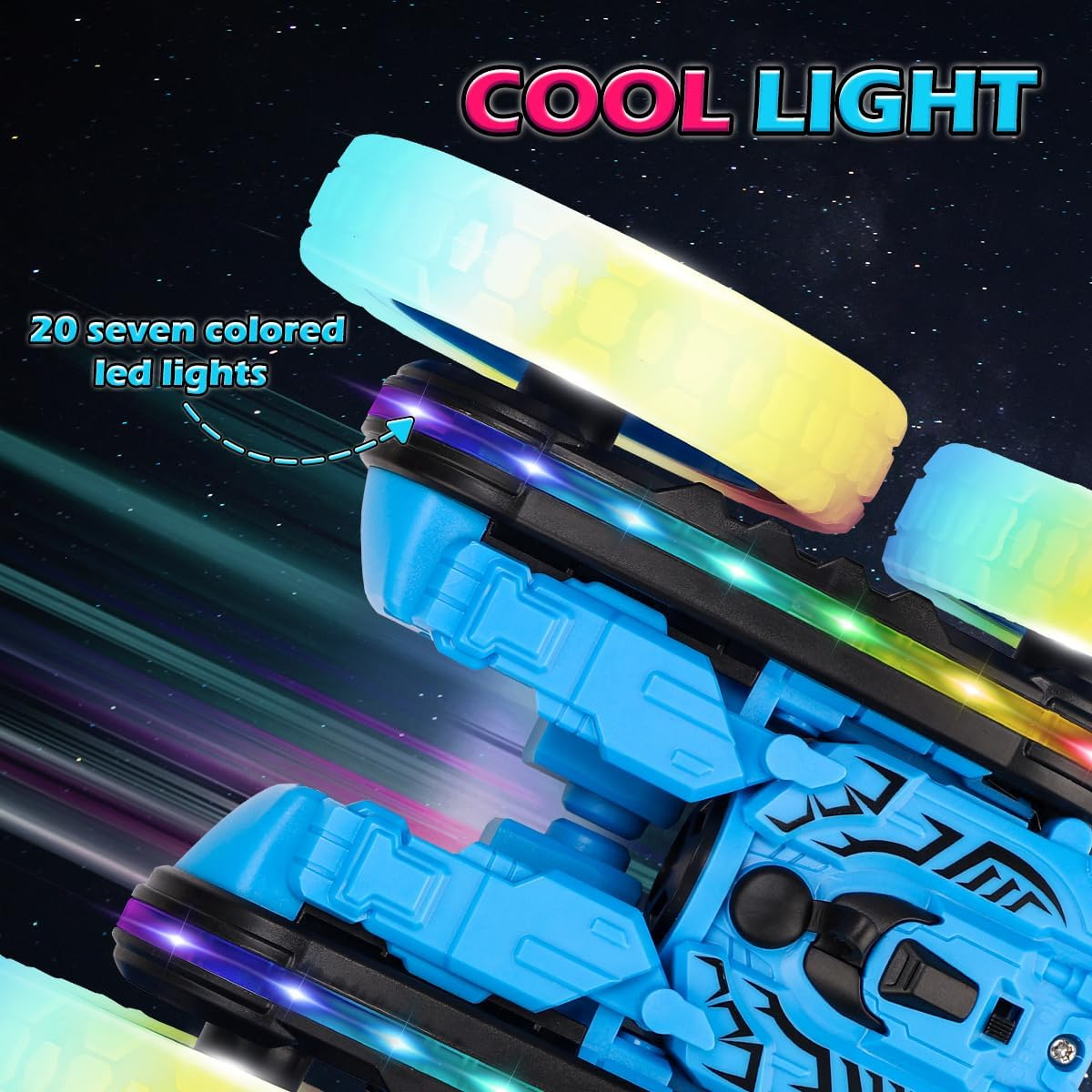 Kaekid Remote Control Car, RC Stunt Toys with LED Lights & Cool Spray, Double-Sided 360&deg; Rotating 4WD High Speed Off-Road Car, Indoor/Outdoor Toy RC Drift for 6 7 8 9 10 11 12 Year Old Boy (Blue) image number 6