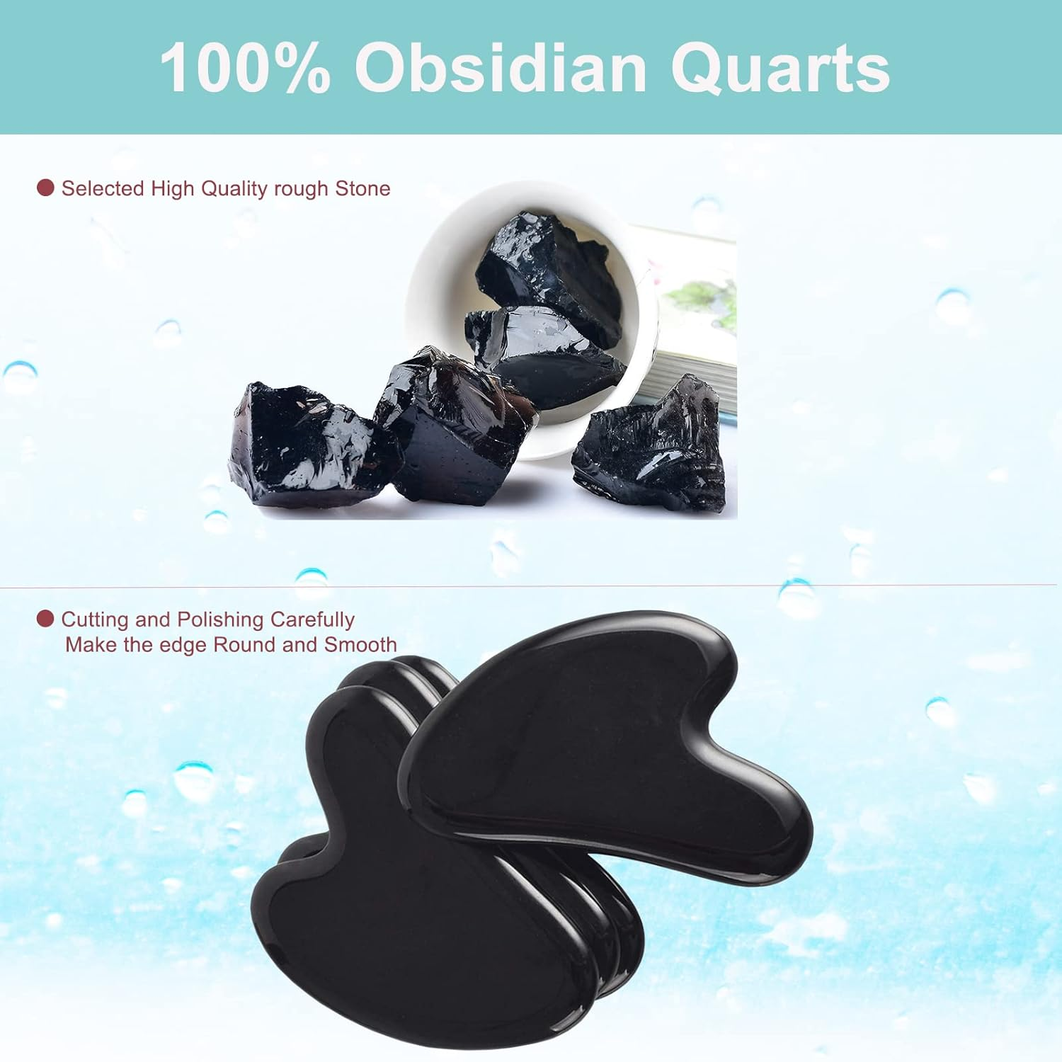 Gua Sha, Black Obsidian Guasha Massage Scraping Tool for Face Neck Body Firming, Muscle Tensions Relief