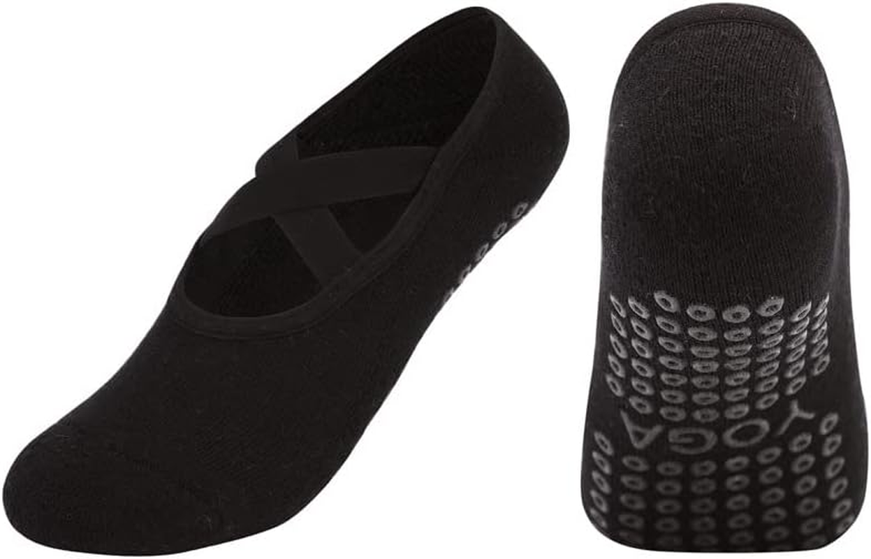 Squishy Dot 3 Pairs Women Non-Slip Yoga Socks with Grips, Non Slip Colorful Cushioned Grippy Socks with Straps for Yoga, Pilates，Barre Ballet Dance, Hospital, Barefoot Workout image number 6