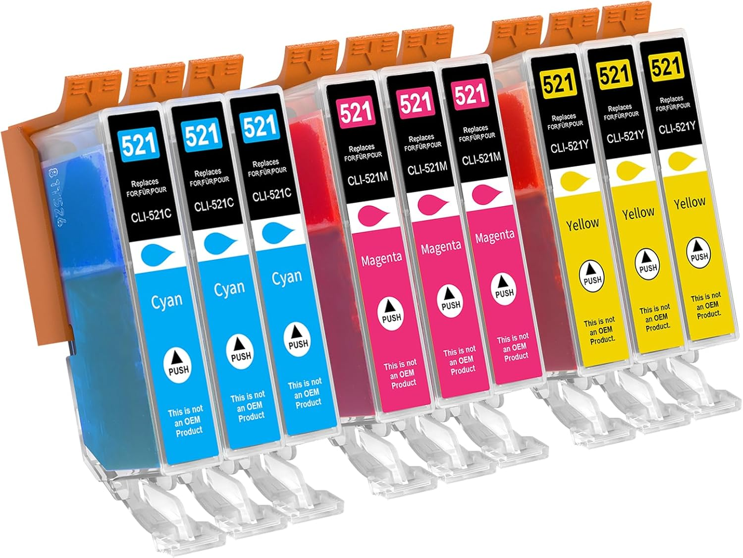 Printer Cartridges Compatible with Canon PGI-520 CLI-521 Pixma Ip3600 Ip4600 Ip4700 MP550 MP540 MP560 MP620 MP630 MP640 MP980 MP990 MX870 MX860 (Pack of 9) image number 6