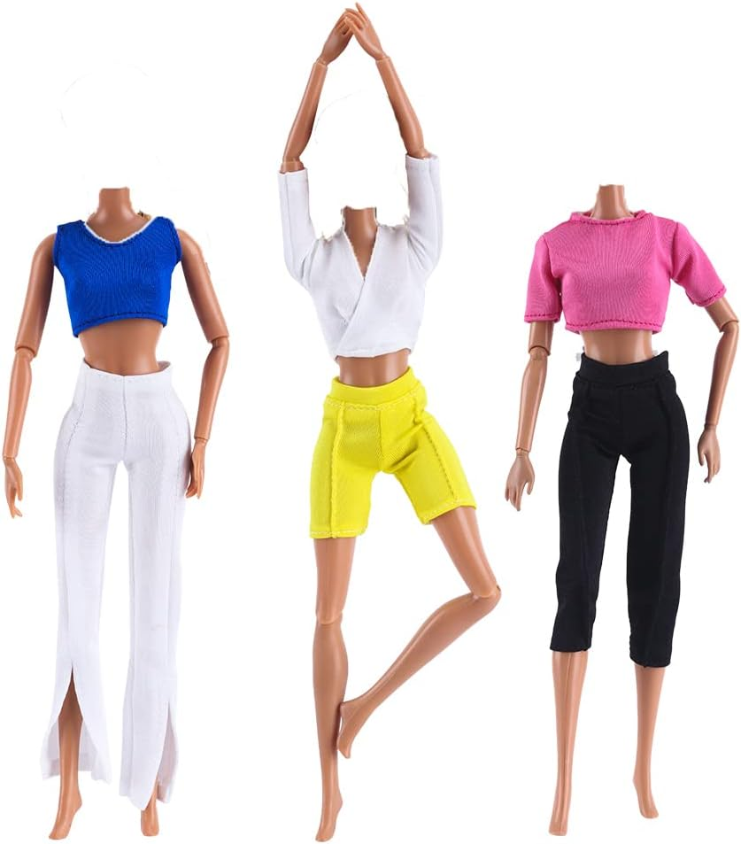 E-TING 3 Sets Yoga Clothing Pack - Gym Running Fitness Sportswear Handmade Clothes for 11.5Inches Doll image number 1