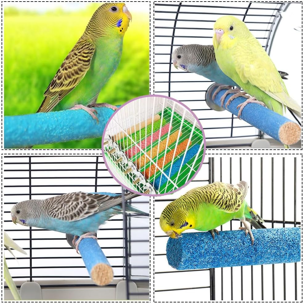 6 Pcs Parrot Stand Toy Platform Paw Grinding Stick, Bird Cage Perch Toy, 3 Kinds of Length Random Colors, Colorful Pet Bird Cage Perches Stand Platform Chew Toy for Parrot Bites(Random Colors) image number 4