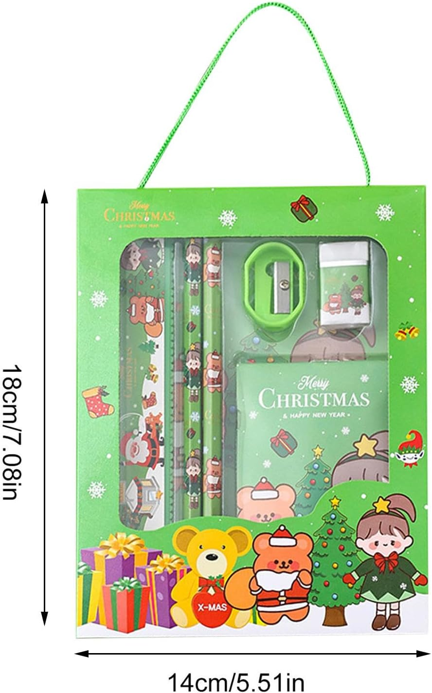 Christmas Stationery Sets for Kids,Student Christmas Stationery Set of 6 - Christmas School Party Favors, Fashionable Multiple Colors Festive Stationery Supplies for Christmas Birthday image number 5