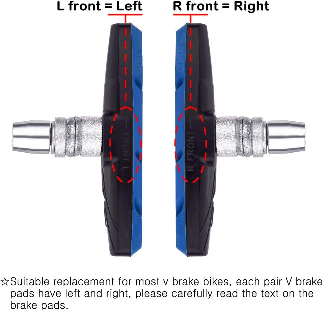 PLATTBK Bike Brake Pads 2 Pairs with Installation Tool No Noise Long 70Mm Rubber Durable V-Brake Pads for Mountain Bicycle image number 3