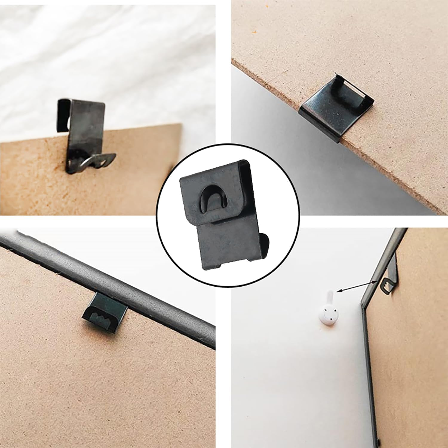 Photo Frames Hanger Hooks 0.3Mm Thick S-Shaped Metal Wall Mount Album Picture Hanging Clips 200 Pcs Picture Photo Board Hanger Hook S Shaped Metal Artwork Wall Mount Album Hanger Black image number 5