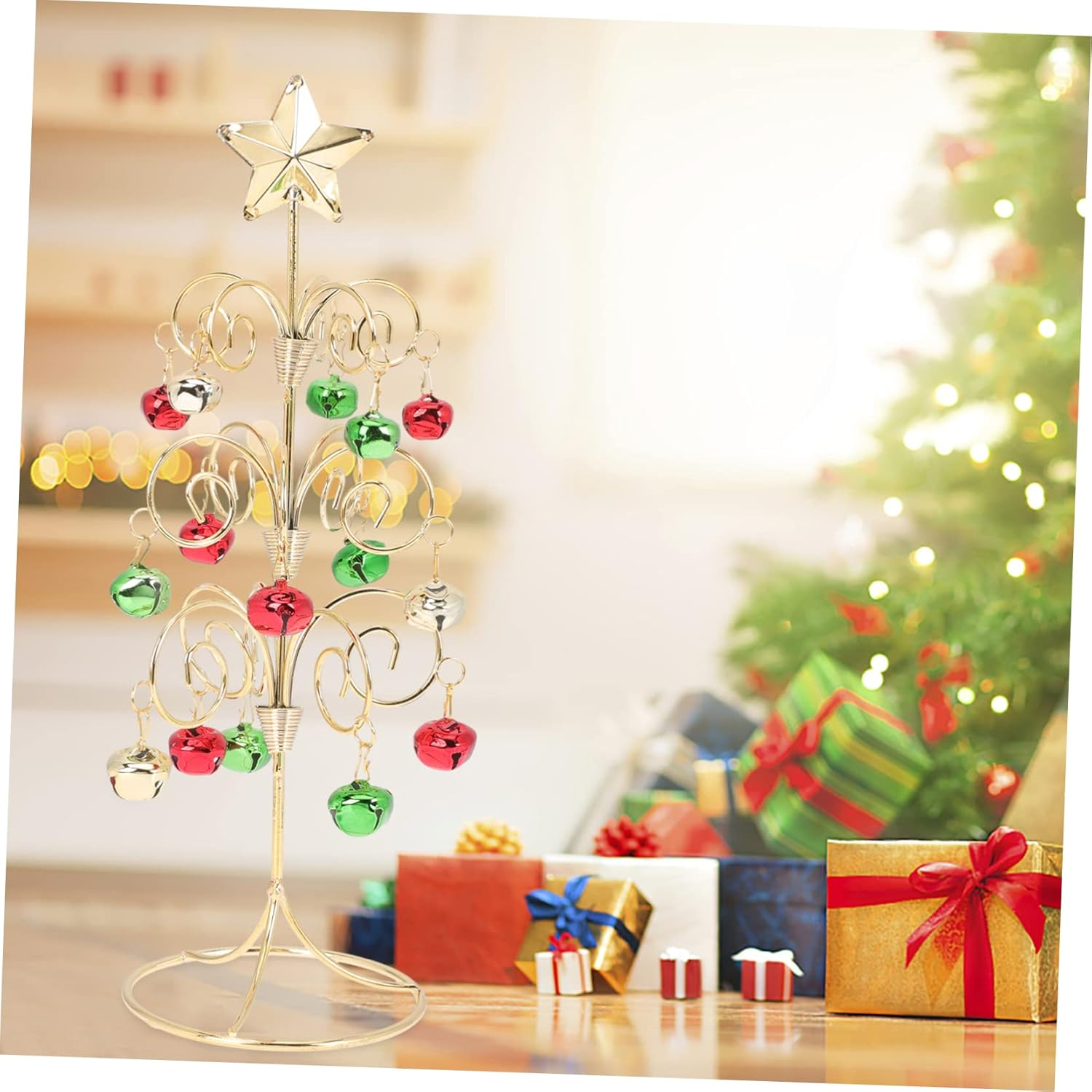 Outanaya Miniature Wrought Iron Christmas Tree 28Cm Small Desktop Xmas Tabletop Tree Red Green Gold Decorative Holiday Party Supplies image number 3