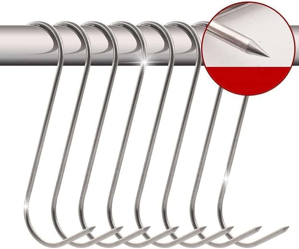 Meat Hooks 5.9'',20Pcs Premium Stainless Steel Butcher Hook Smoking Hooks,Meat Processing for for Hot and Cold Smoking,Chicken Hunting Smoking Ribs,Hanging,Drying,Bbq,Grilling (5.9Inch(20Pcs)) 1 image number 5