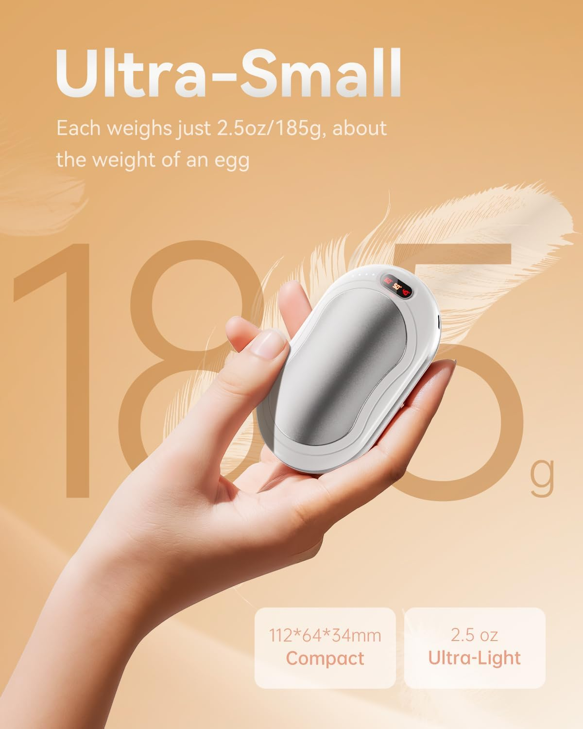 Hand Warmers Rechargeable - 10000Mah Double-Side Electric Hand Warmer, Fast Heating Reuseable Handwarmer, 3-Settings Pocket Heater, Travel Essentials, Gifts for Women Men, Outdoor, Camping image number 2