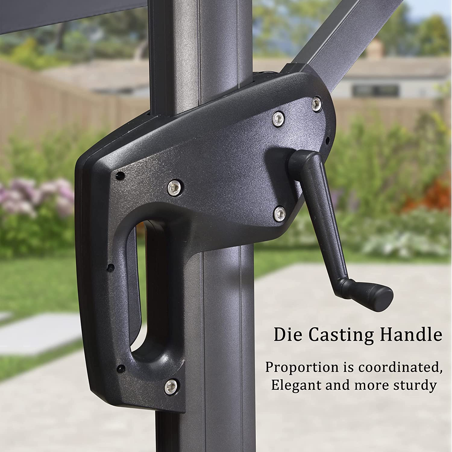 Purple Leaf 2.7X3.5 M Large Cantilever Umbrella Outdoor, Patio Umbrella with Crank Handle and Tilt, Offset Umbrella for Deck