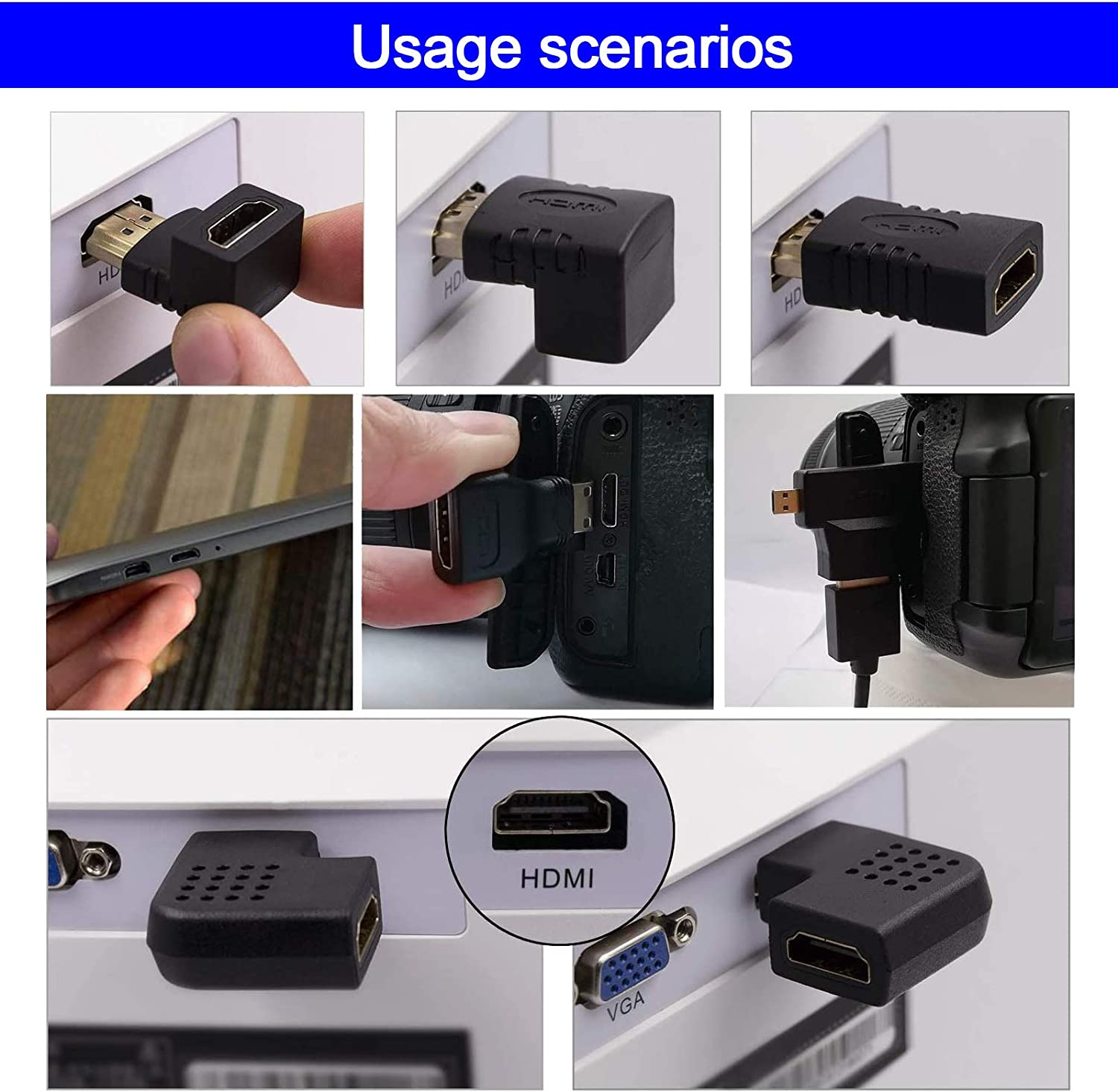 Emsea 10Pcs HDMI Adapter Kit, HDMI to Mini Hdmi/Micro HDMI Female Male Gold-Plated Interface Converter image number 4