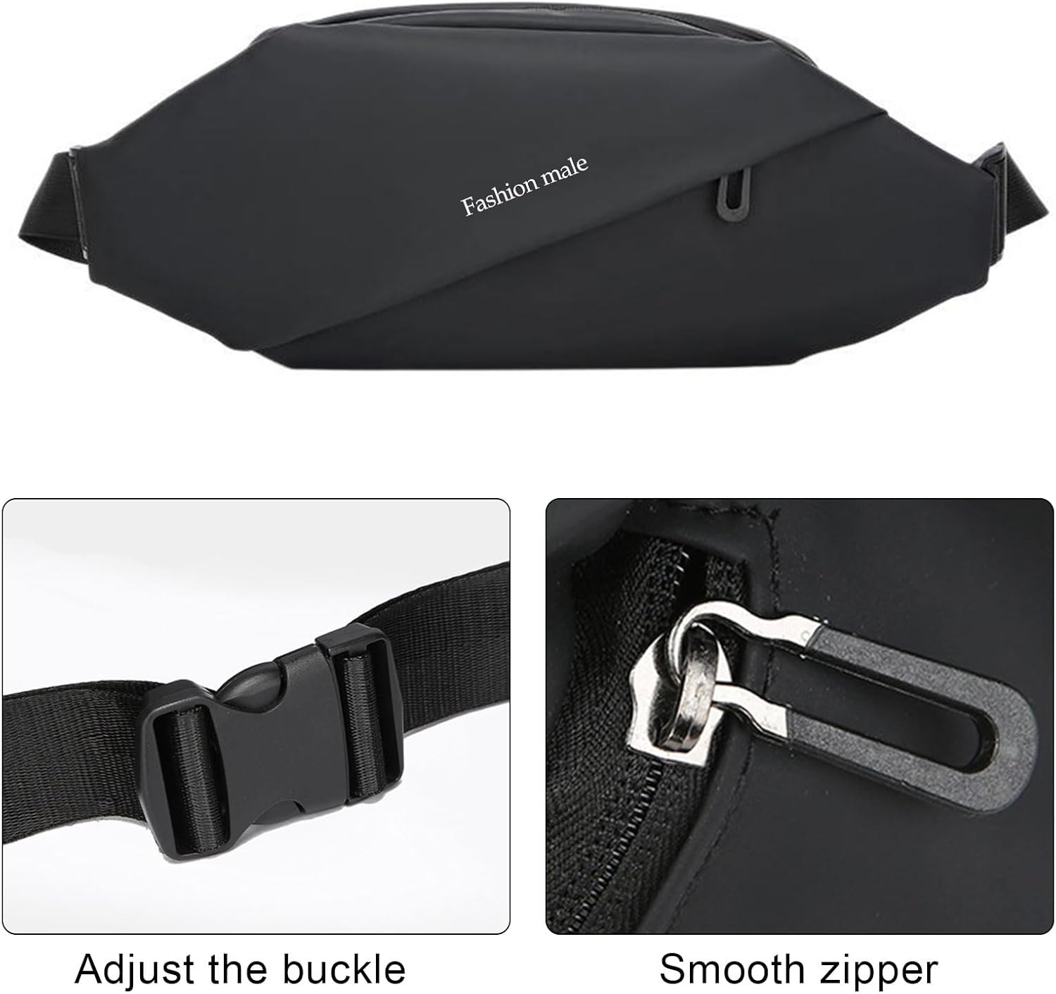 Large Crossbody Waist Bag for Women Men, Fanny Pack Phone Bag for Running, Waterproof Belt Bag Fits All Phones, Bum Bag with Adjustable Strap for Sport Travel Workout Hiking Cycling (Black) image number 5