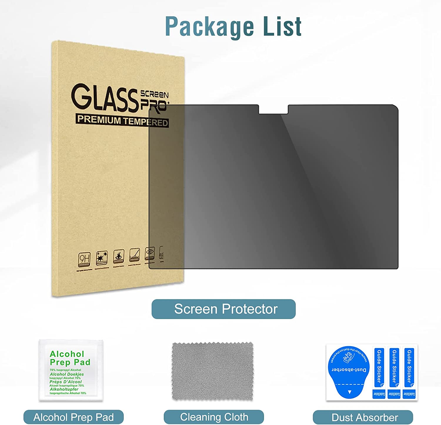 Procase Privacy Screen Protector for Macbook Air 13.6 M4 2025 / M3 2024 / M2 2022, Anti-Spy Tempered Glass Tinted Screen Film Guard for Macbook Air 13.6 Inch 2024 2022 A3240 A3113 A2681 with M3/M2 Chip & Touch ID image number 1