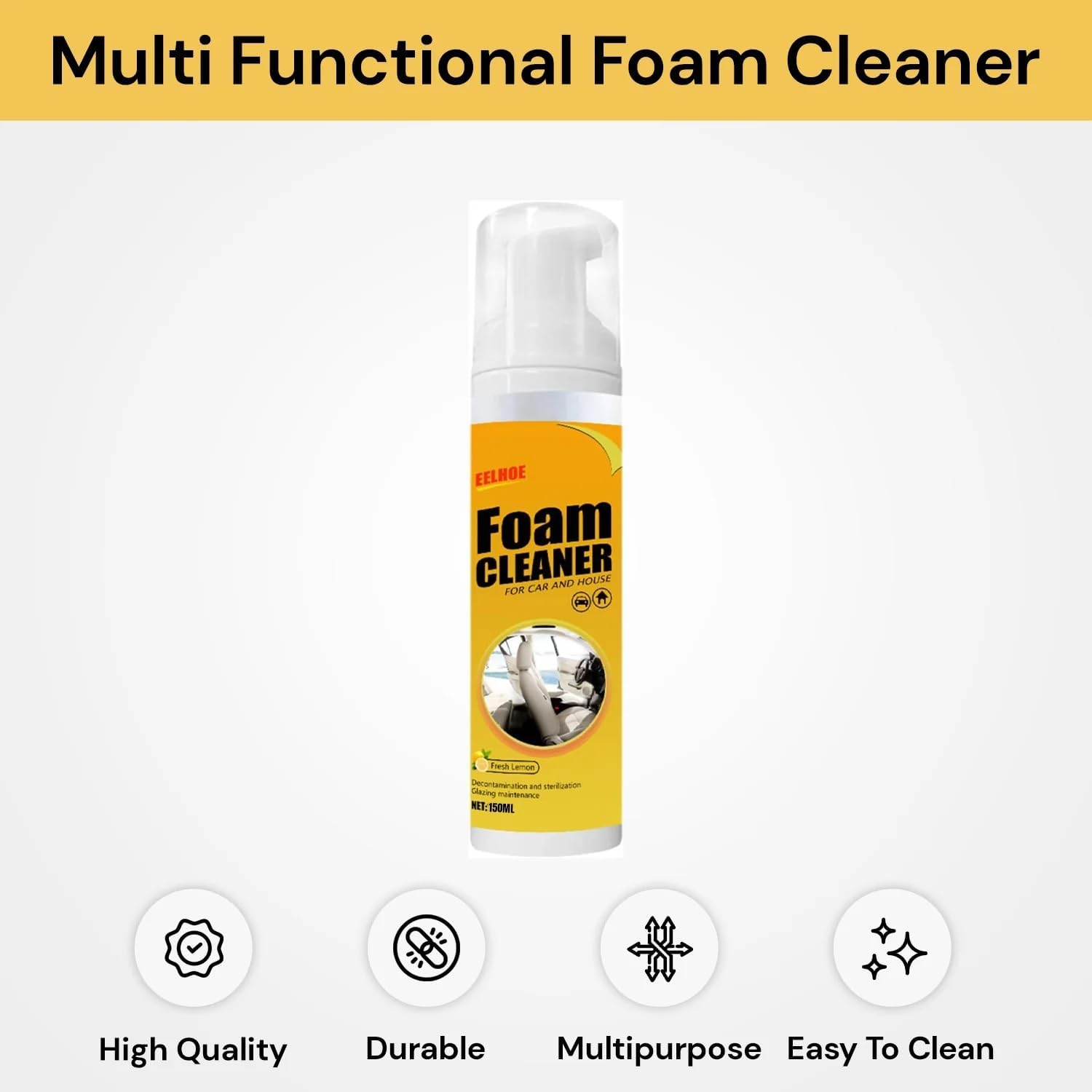 Foam Cleaner | Multipurpose Foam Cleaner Spray | Bubble Cleaner All Purpose | Powerful Stain Removal Kit, Cleaning Foam Spray, Home Cleaning Foam Cleaner for Car and House (150ML)