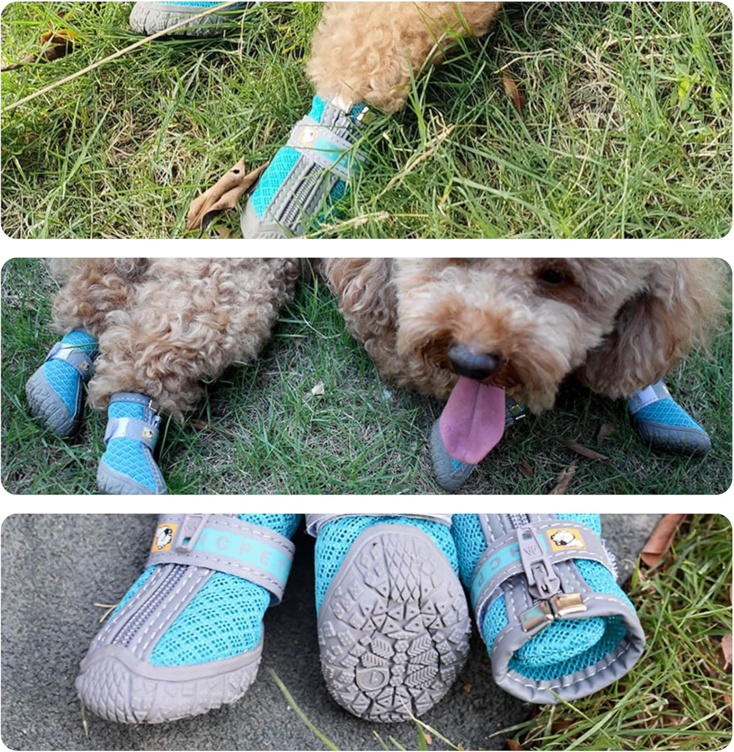 4PCS Dog Boots - Lightweight Breathable Shoes with Waterproof Anti-Slip Soles, Adjustable Hook and Loop, for Small to Large Dogs, Green (#4)