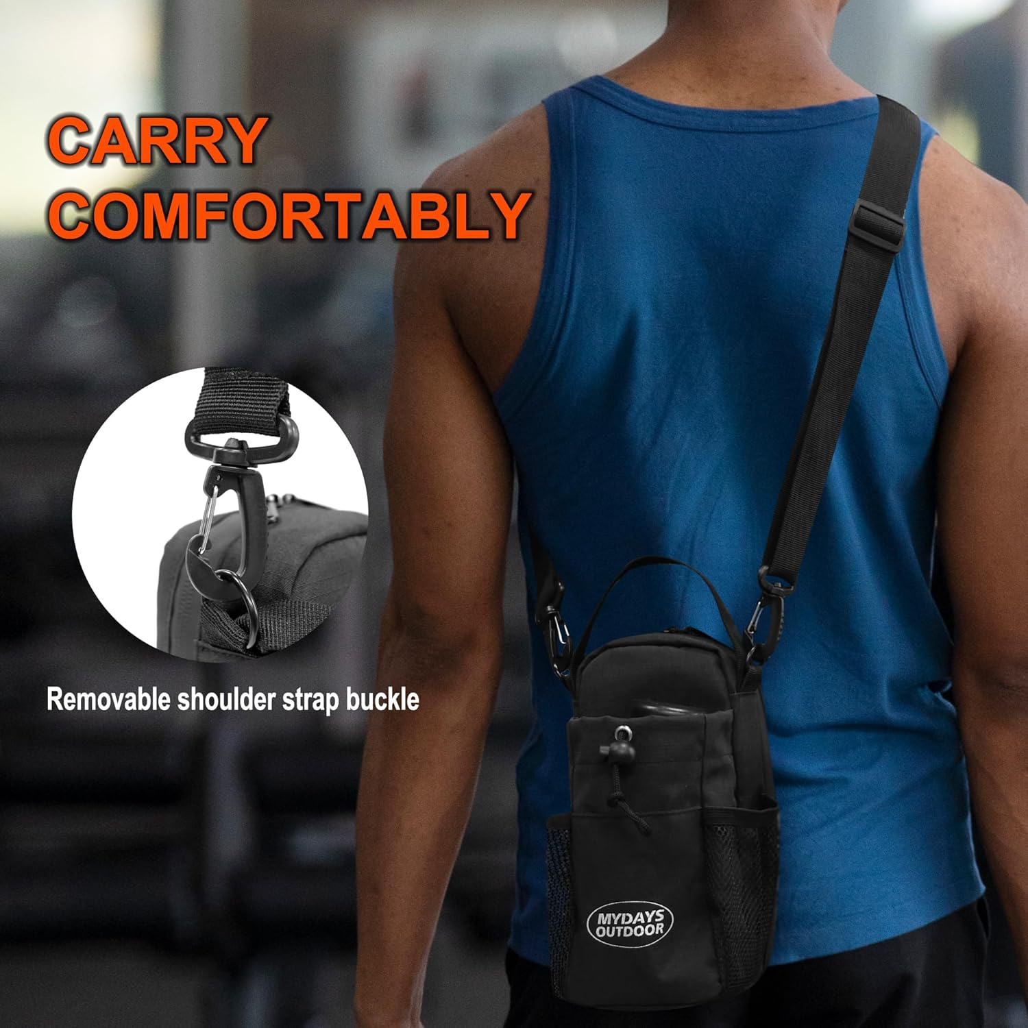 Magnetic Gym Bag,Water Bottle Carrier Bag,Water Bottle Holder with Shoulder Strap,Magnetic Gym Pouch for Travel, Work, and Sports Accessories image number 4