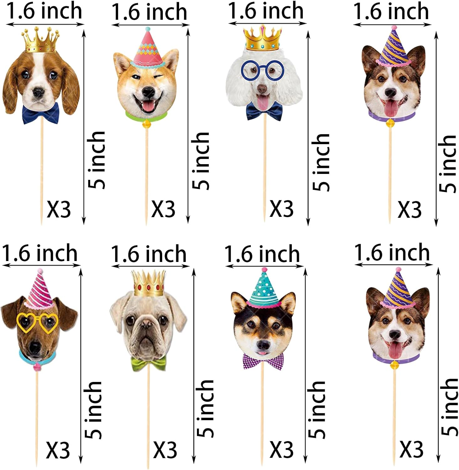 Pet Dog Cupcake Toppers, 24 PCS Pet Dog Themed Birthday Party Supplies,Baby Shower Party Decorations image number 2