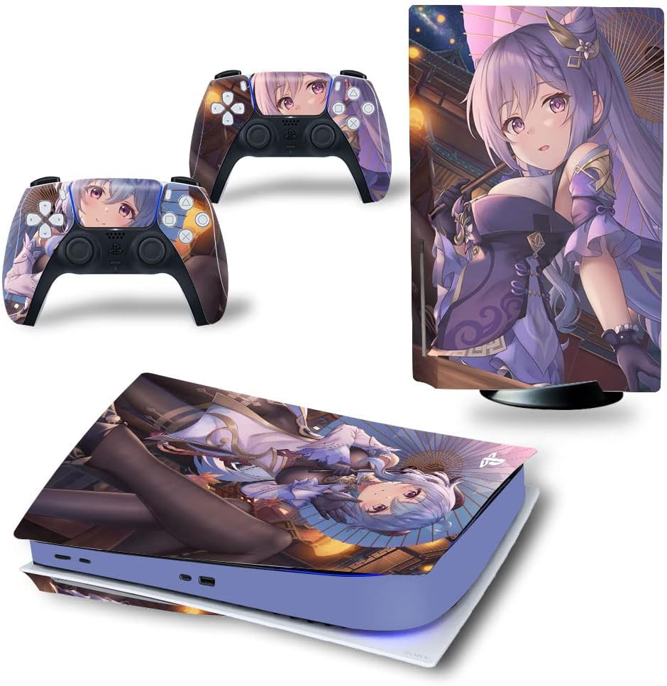 PS5 Console Skin and Controller Skin Set | Ganyu & Keqing Genshin Impact | Matte Finish Vinyl Wrap Sticker Full Decal Skins | Compatible with Sony Playstation 5 Disc Version image number 4
