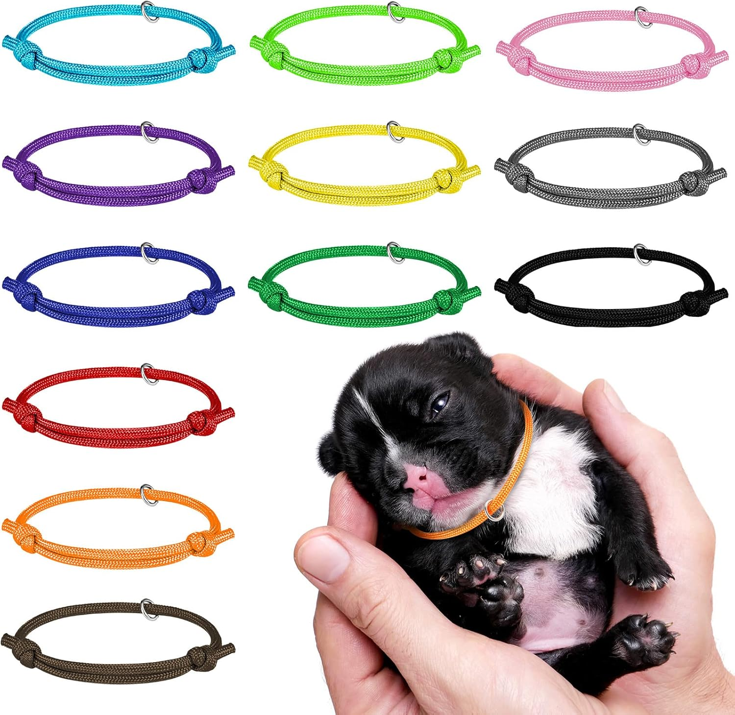 Tonyg-P 12Pcs Puppy ID Collars Whelping Collars Adjustable Puppy ID Bands Identification Puppy Collar for Dog Kitten Newborn Pet,Multi Coloured (S,12-20CM) image number 4