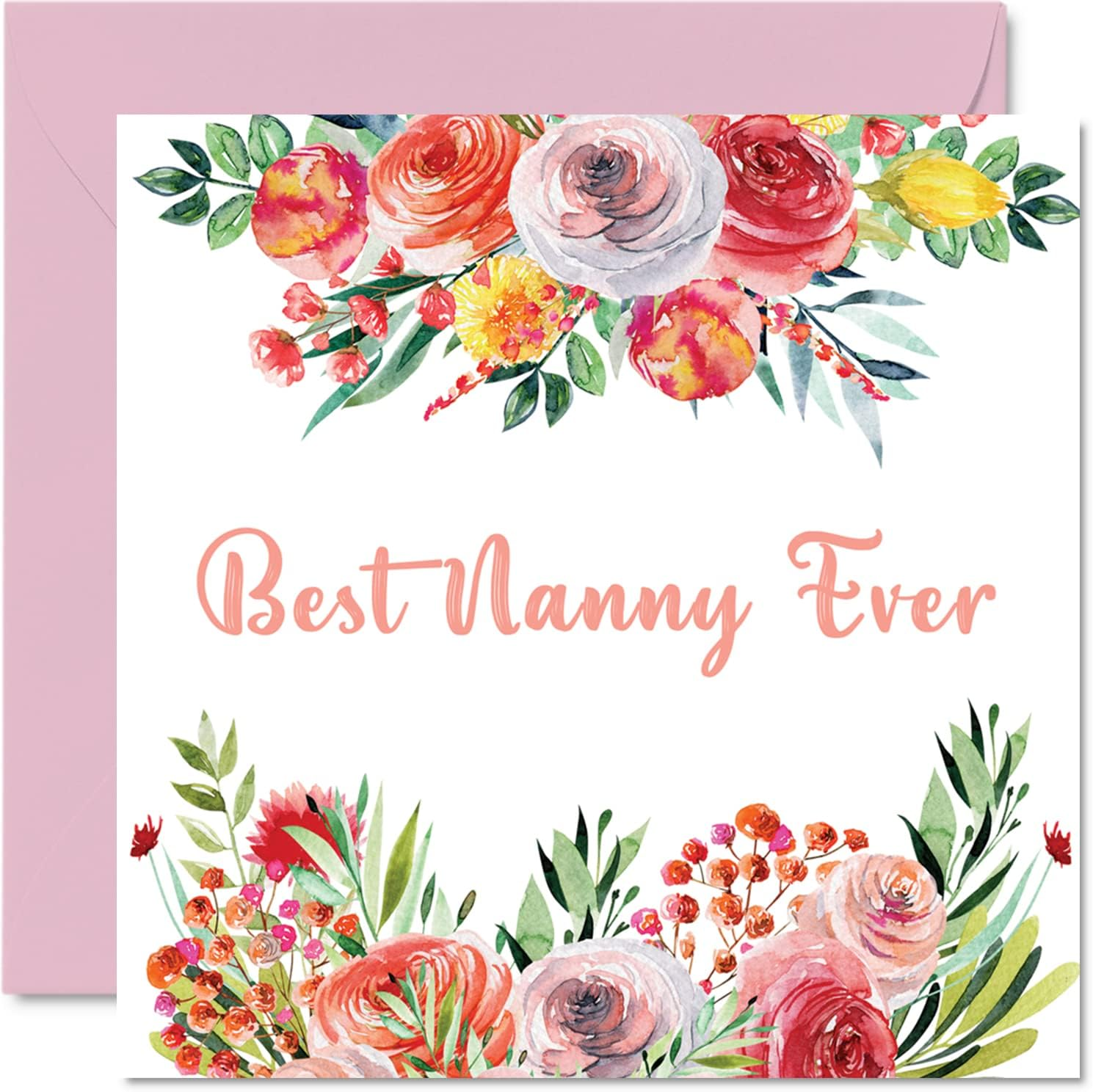 Birthday Cards for Nanny - Best Nanny Ever - Beautful Happy Birthday Card for Nanny from Granddaughter Grandson, Nanny Birthday Gifts, 145Mm X 145Mm Mother'S Day Greeting Cards for Nana Nan Nannie image number 1