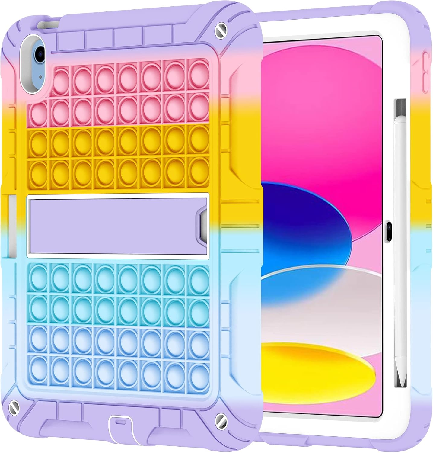 Herize Ipad 10/11Th(A16) Generation 10.9 Inch Case Cover 2022/2025 with Pencil Holder&Shoulder Strap, Ipad 10Th Gen A2757/A2777 Heavy Duty Shockproof Protective Case with Kickstand for Kids Girls Boys