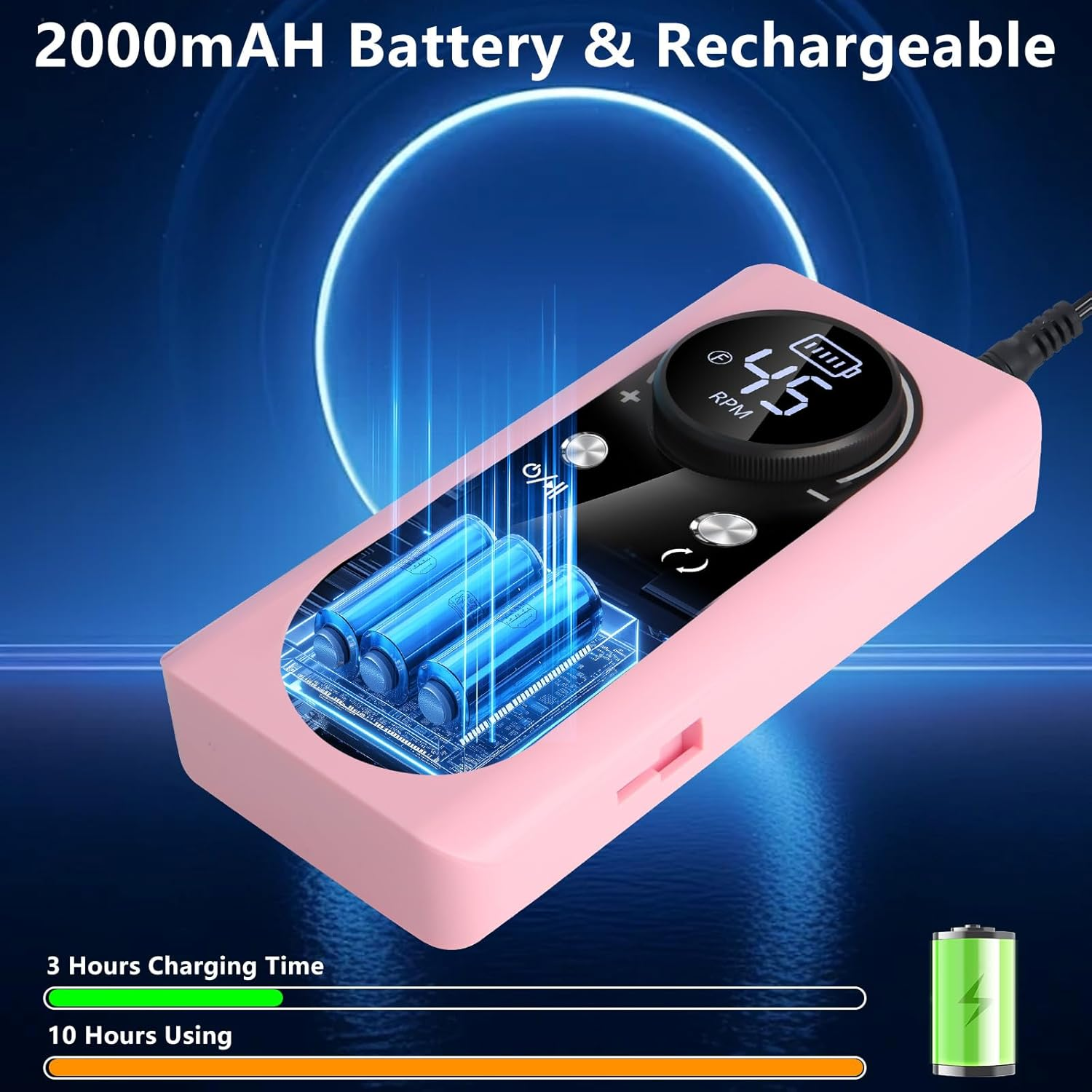 Electric Nail Files, 45000RPM Professional Electric Nail Drill Machine, Rechargeable Portable E File Kit for Acrylic Gel Nails with LCD Display Adjustable Speed for Women Salon Home Beginner image number 1