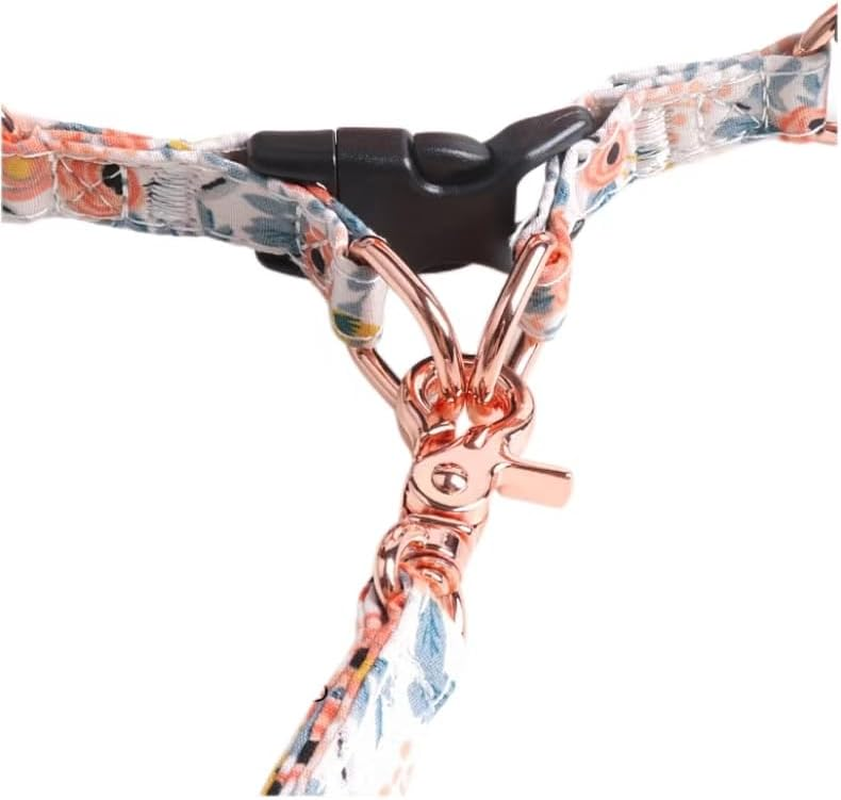 No Pull Floral Pattern Dog Harness- Lightweight and Soft Dog Harness, Adjustable Small Dog Harness and Leash Set, with Dog Leash, Suitable for Puppy (Style 1, Large) image number 5