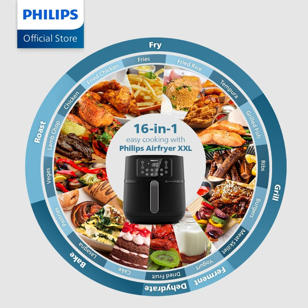 Philips 5000 Series XXL Connected Airfryer - Rapid Air Technology, 16-In-1 Ways to Cook, Large 7.2L Capacity, up to 90% Less Fat, Wi-Fi Connectivity, Dishwasher Safe, Homeid App (HD9285/90) image number 4
