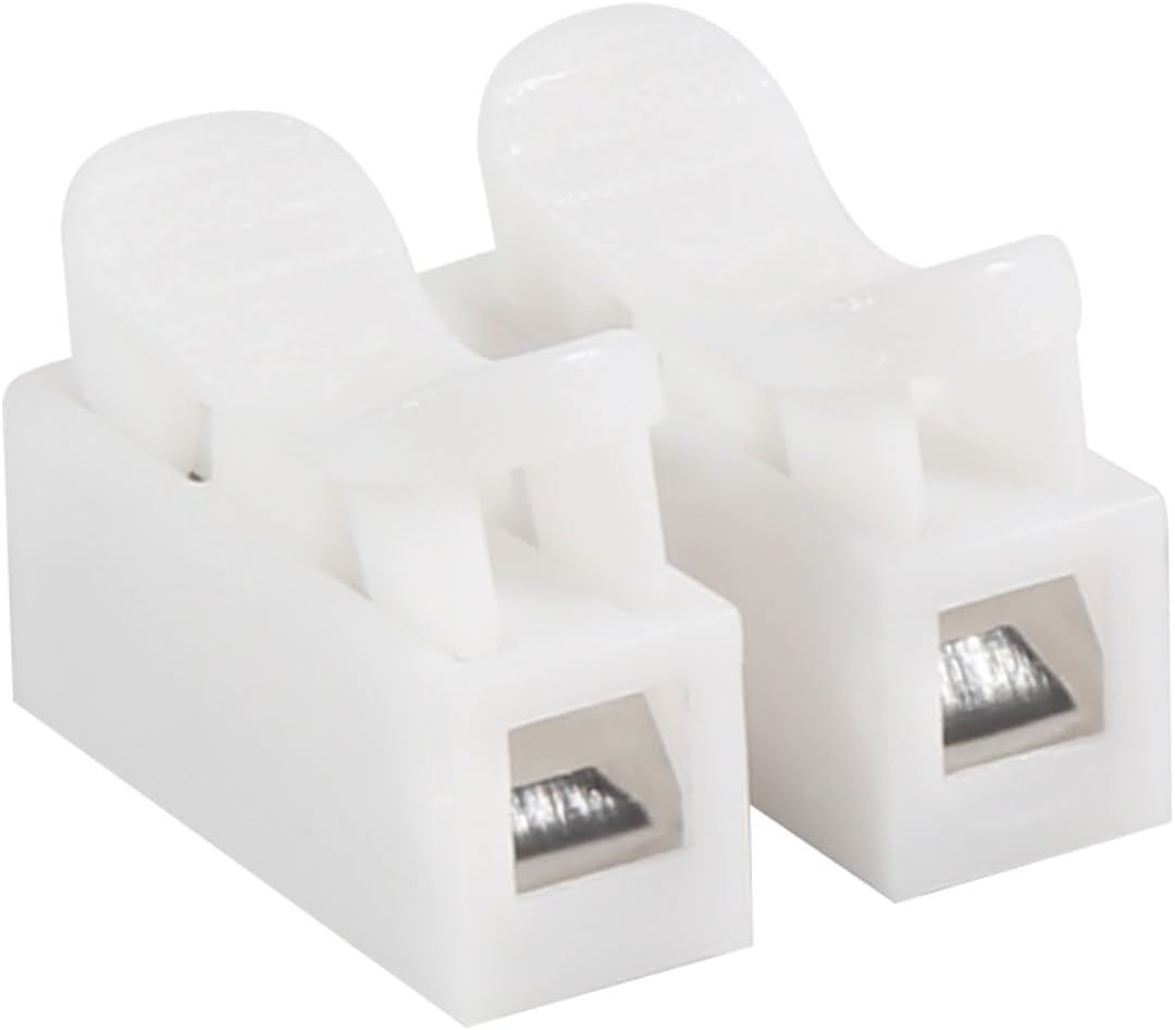 100PCS Push Quick Wire Cable Connectors, 2 Pin Spring, White, PVC, 10A 220V, 250V, 20-12 AWG, Lighting, Automotive, Electrical Wiring image number 4