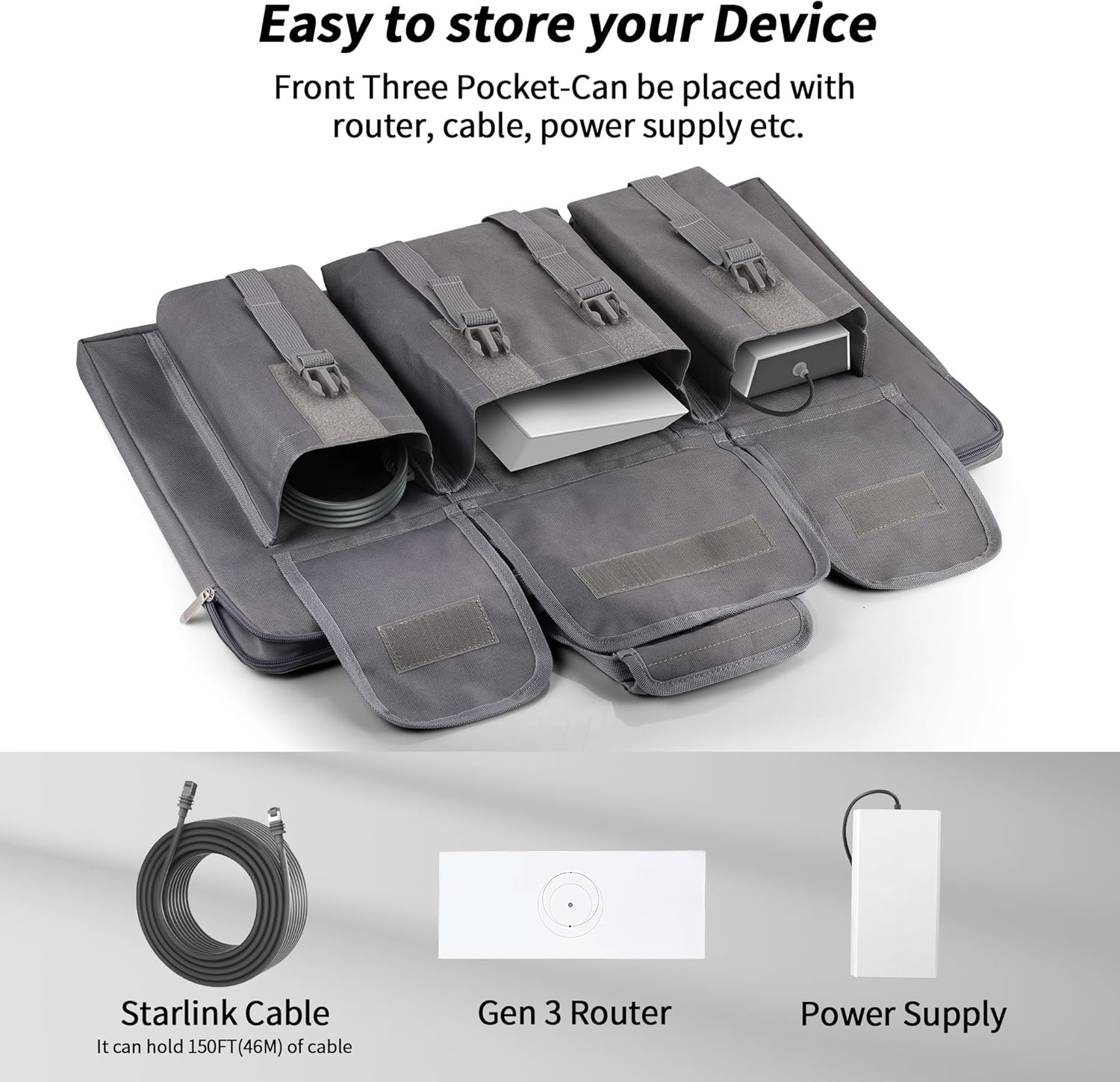 LUCMO Starlink Gen 3/ V3 Case Organizer Bag, Carrying Standard Case for Travel, Starlink Accessories for Outdoor Camping and RV Trips image number 4