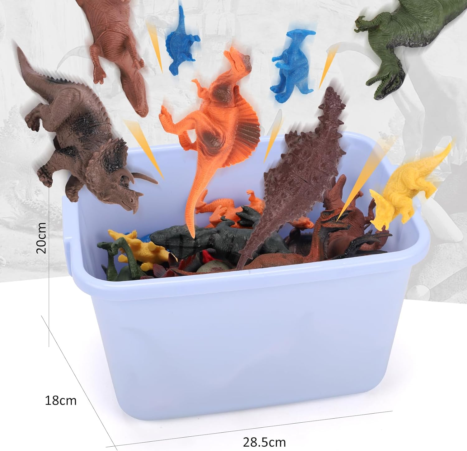 Kaekid 52 PCS Realistic Dinosaurs Figures with Storage Box, Dinosaur Toys for Kids, Learning Toy for Boy Girl Age 3-5, Perfect Party Favors, Birthday Gifts image number 2