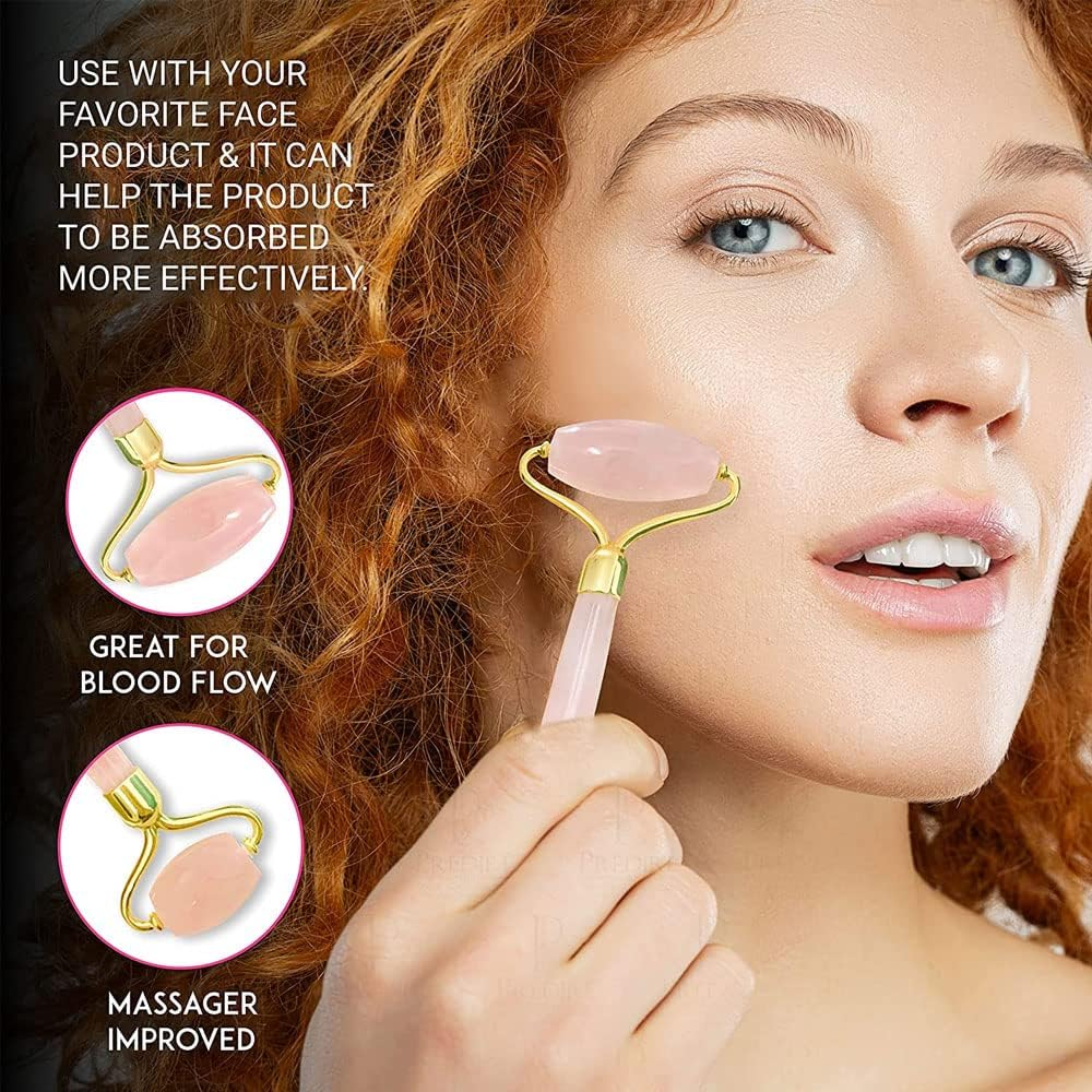 Jade Roller and Gua Sha Set, Face Eyes Neck Face Massager for Skin, for Eye Puffiness, Skin Tightening, anti Aging, Rejuvenate Face, Face Massager for Slimming and Firming (Green)