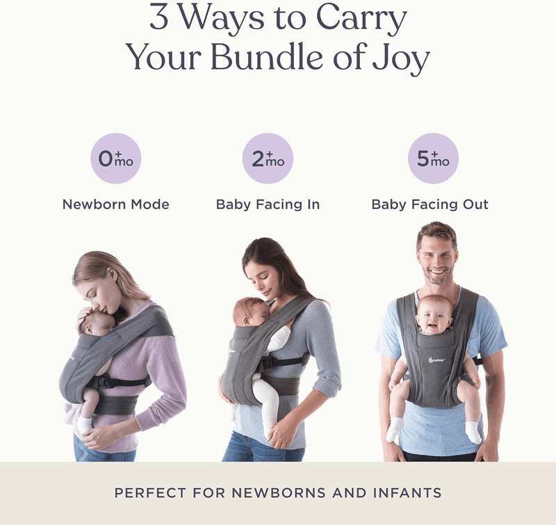 Ergobaby Embrace Cozy Newborn Baby Wrap Carrier (7-25 Pounds), Soft Air Mesh, Soft Grey image number 4