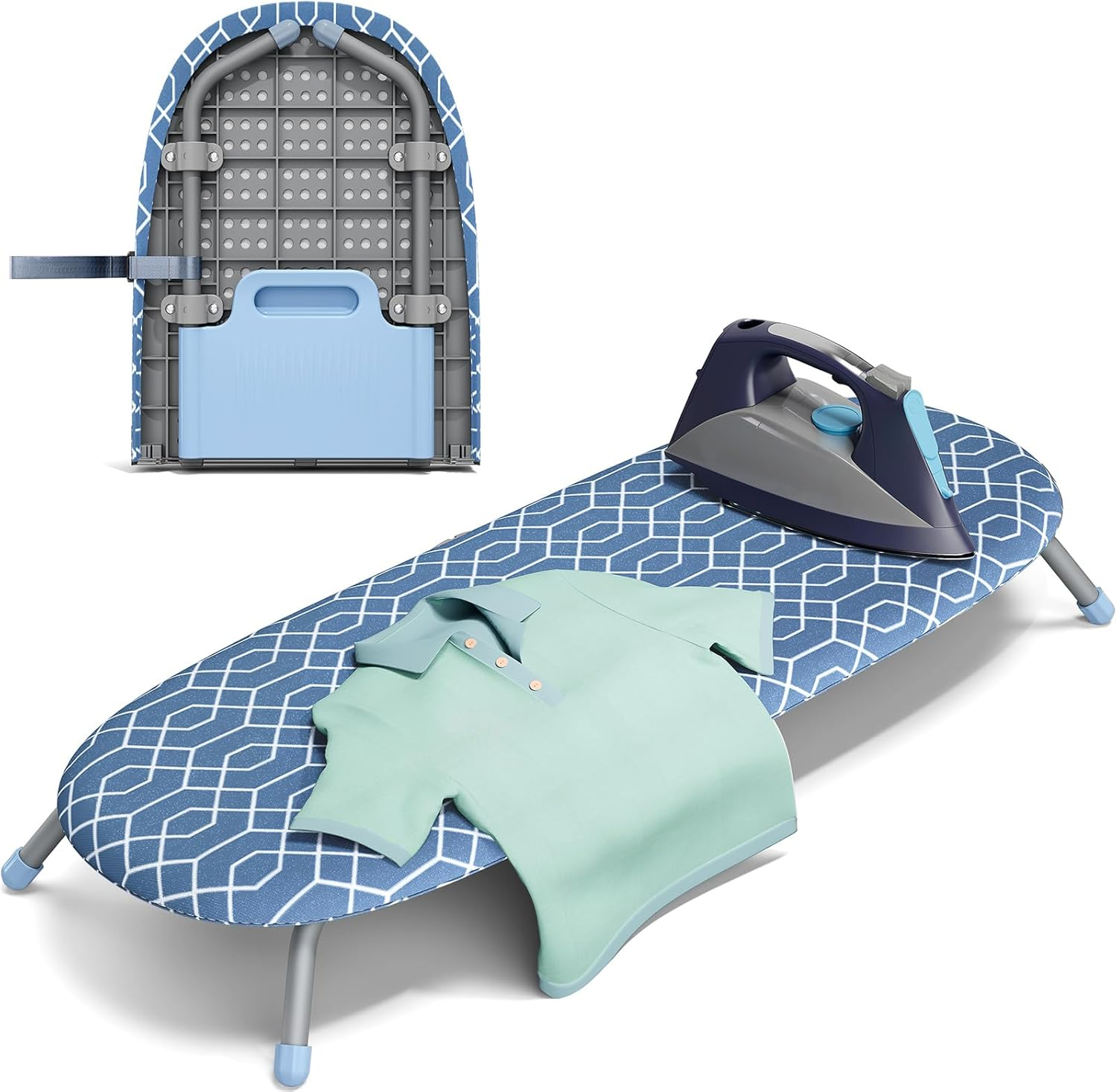 APEXCHASER Foldable Ironing Board, Tabletop Small Iron Board, Portable Folding Mini Ironing Board with Non-Slip Feet for Home, Laundry Rooms, Dorms, Travel Use image number 6