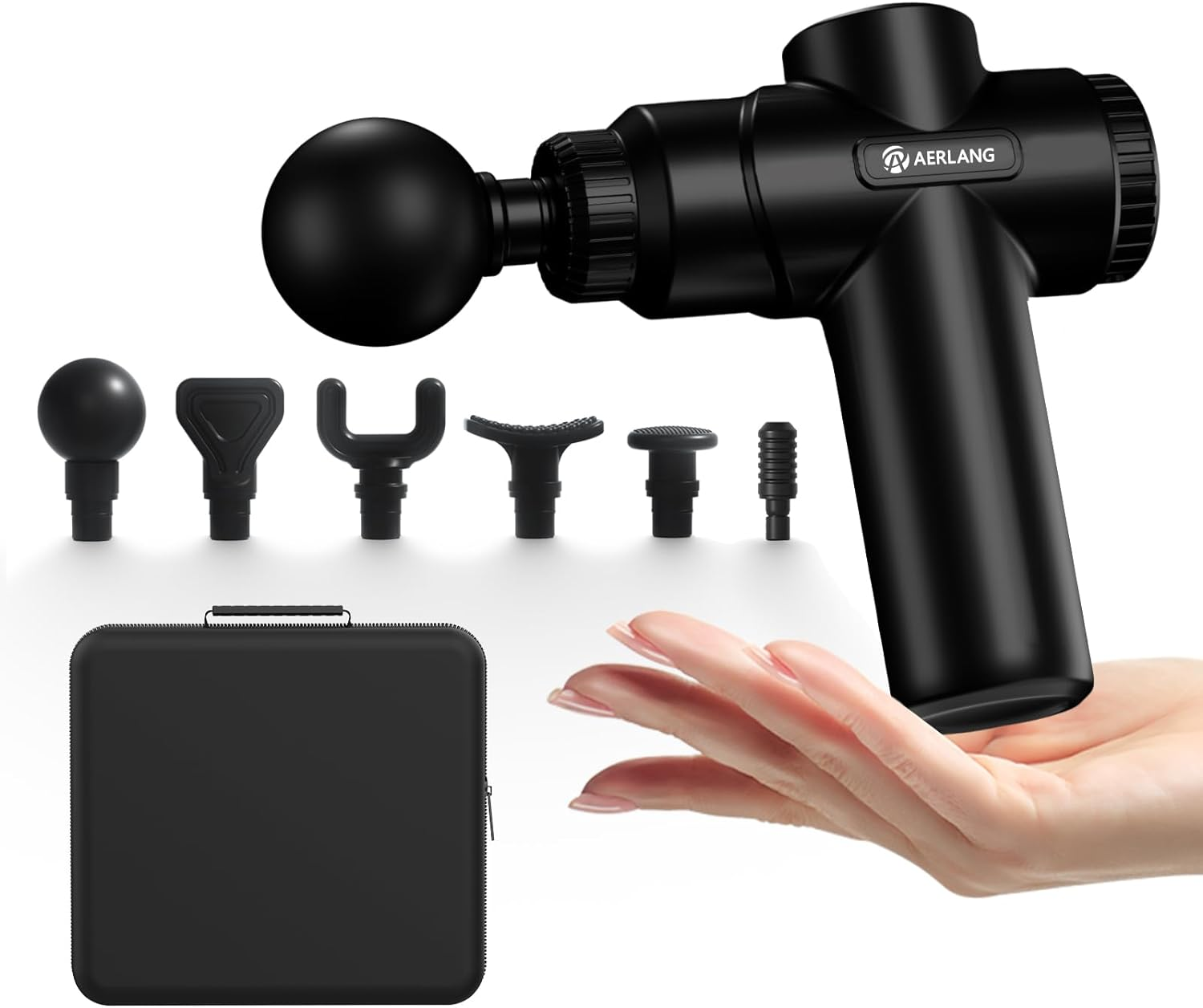 AERLANG Massage Gun, Massage Gun Deep Tissue, with 10 Speed Levels, Type-C Charging, Portable Handheld Muscle Massager, Home and Office Use, Ideal Gifts for Men - Black image number 5