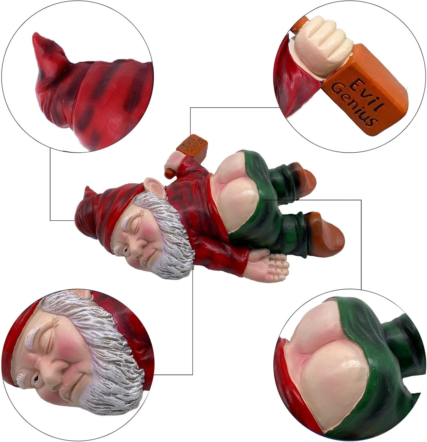 MINICAR Drunken Gnomes Lying on the Ground, Funny Dwarf Sculptures Yard Lawn Decorations, Gag Gifts Home Office Garden Decor image number 2