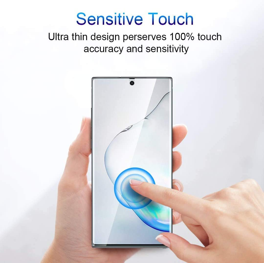 T Tersely Screen Protector for Samsung Galaxy Note 10+ / 5G, [2 Pack] Full Cover Support Fingerprint Unlock, HYDROGEL Aqua Screen Protector Curved for Samsung Note 10 plus (Pro) [Case Friendly] image number 4