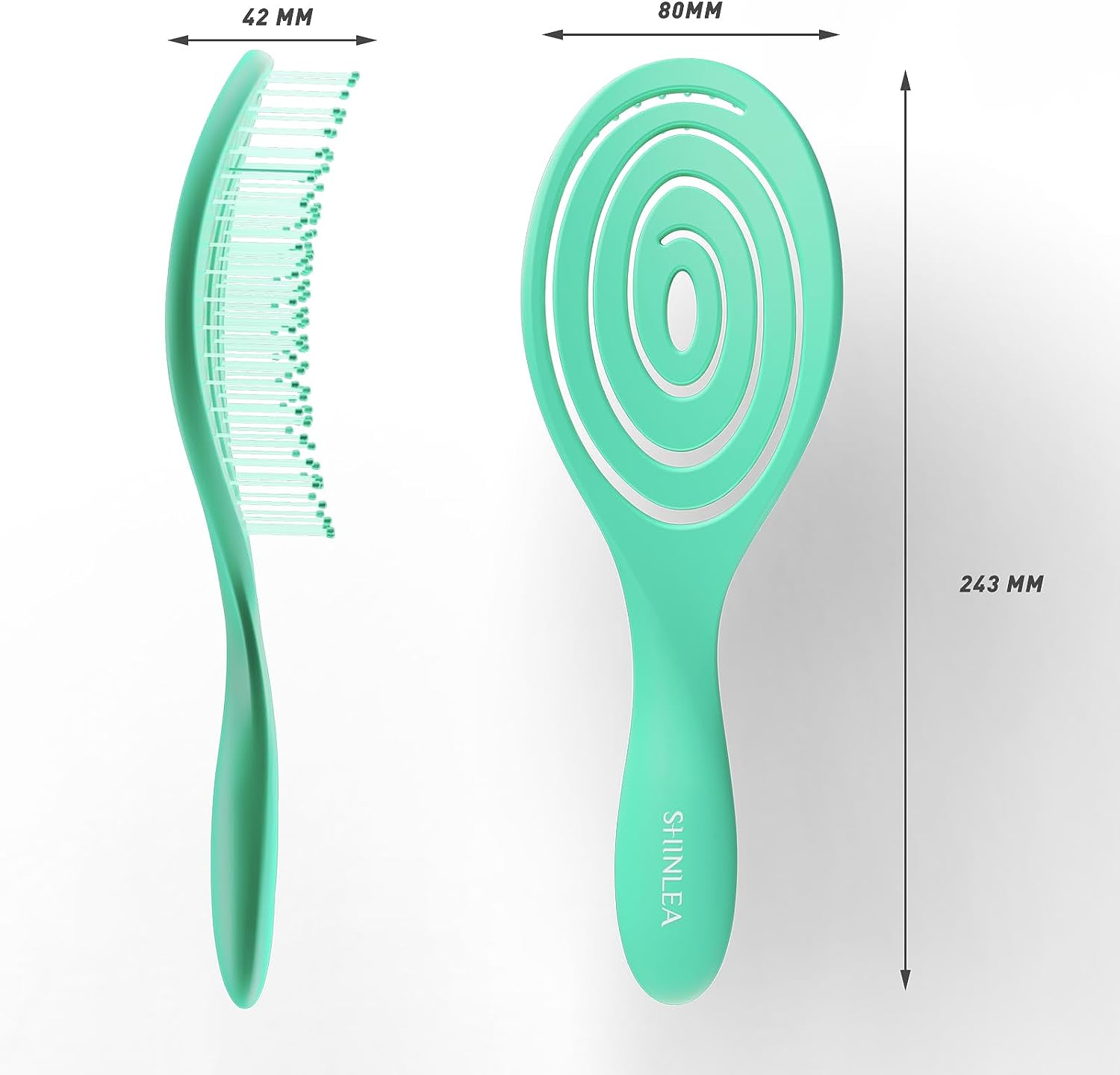SHINLEA Detangle Hair Brush anti Tangle Hair Brush, Detangling Wet & Dry Hair Brush Spiral Hairbrush for Women, Men, Kids, Glide through Tangles for All Hair Types (Green) image number 6