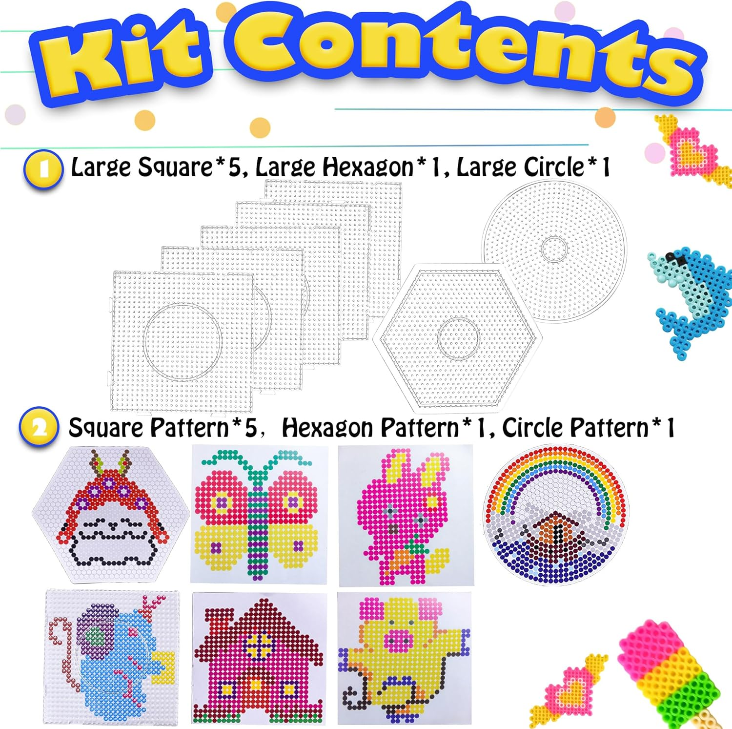 Yowamho 7Pcs 5Mm Fuse Bead Board - 7Pcs Patterns, Squares Can Be Pieced Together, Fuse Beads Pegboards Is Suitable for DIY Crafts. image number 3