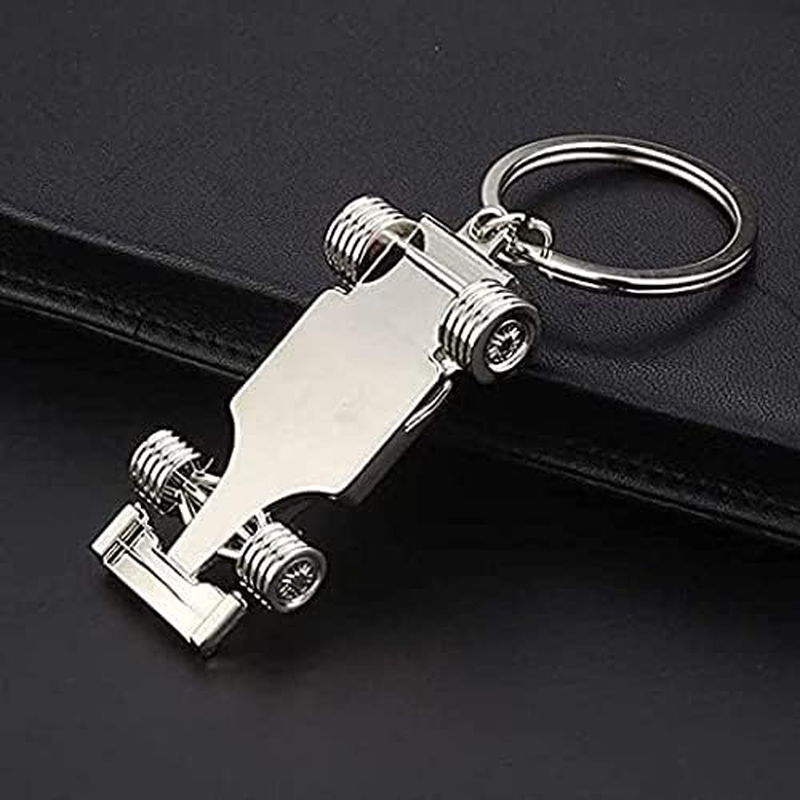 Silver Racing Car Keyring, Perfect Fathers Day, Birthday, Christmas for Fans of Racing, 1 Pcs Sport F1 Keyring Key Chain, Key Ring Accessory Formula 1 Gifts for Boy or Men, Silver, 4*2*1 image number 1
