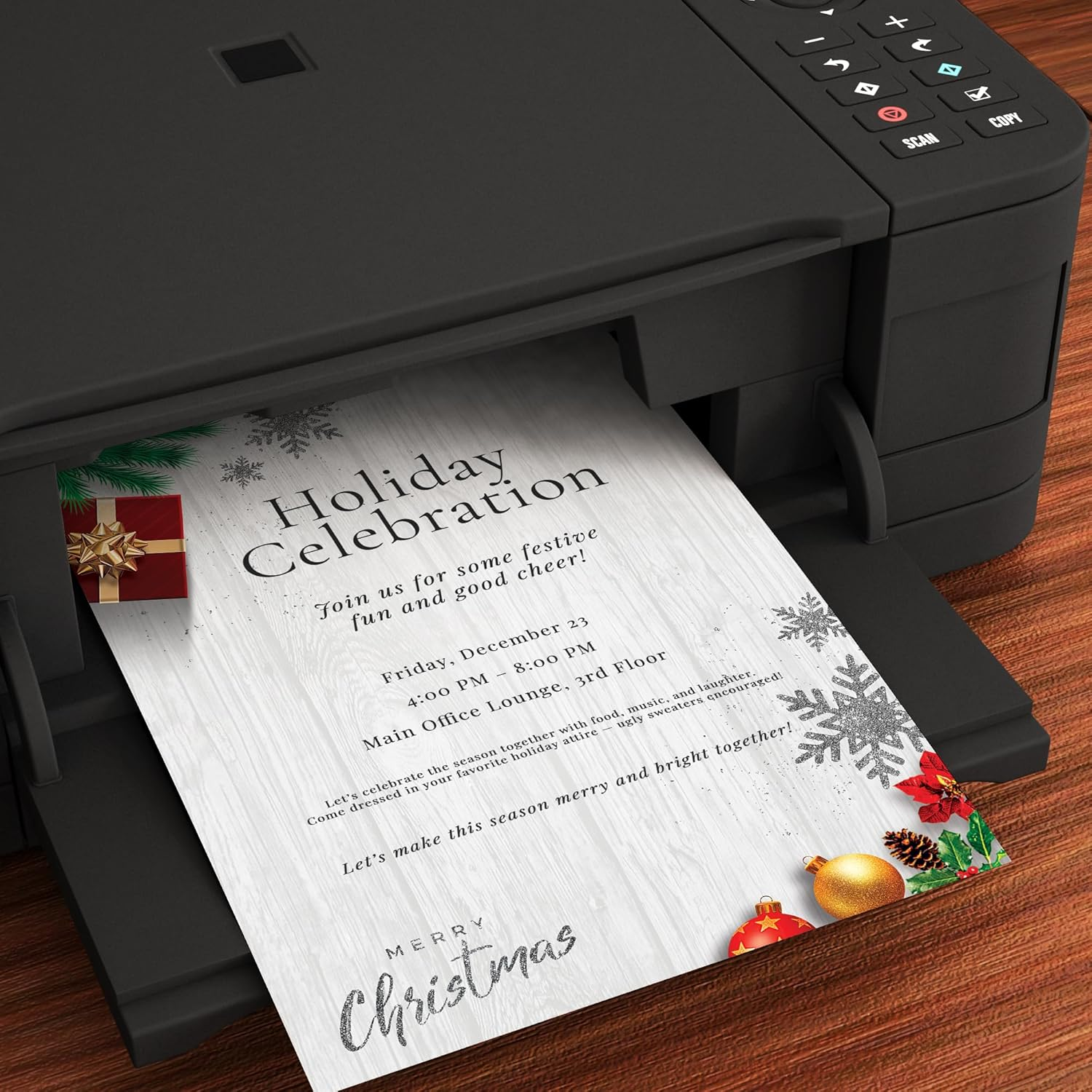 Silver, Gold and a Merry Christmas Stationery Paper - 80 Sheets of Letterhead for Winter & Holiday Events image number 1
