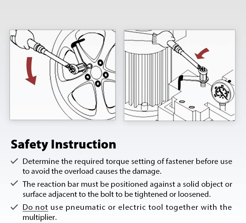 FIRSTINFO F3220DD 600 Nm Manual Torque Multiplier, 3.4:1 Compact Torque, 1/2-Inch Drive (Male) to 1/2-Inch Drive (Female) Adaptor, Max. 600 N.M., Labor Saving Tool for Lug Nut Tire Change image number 4