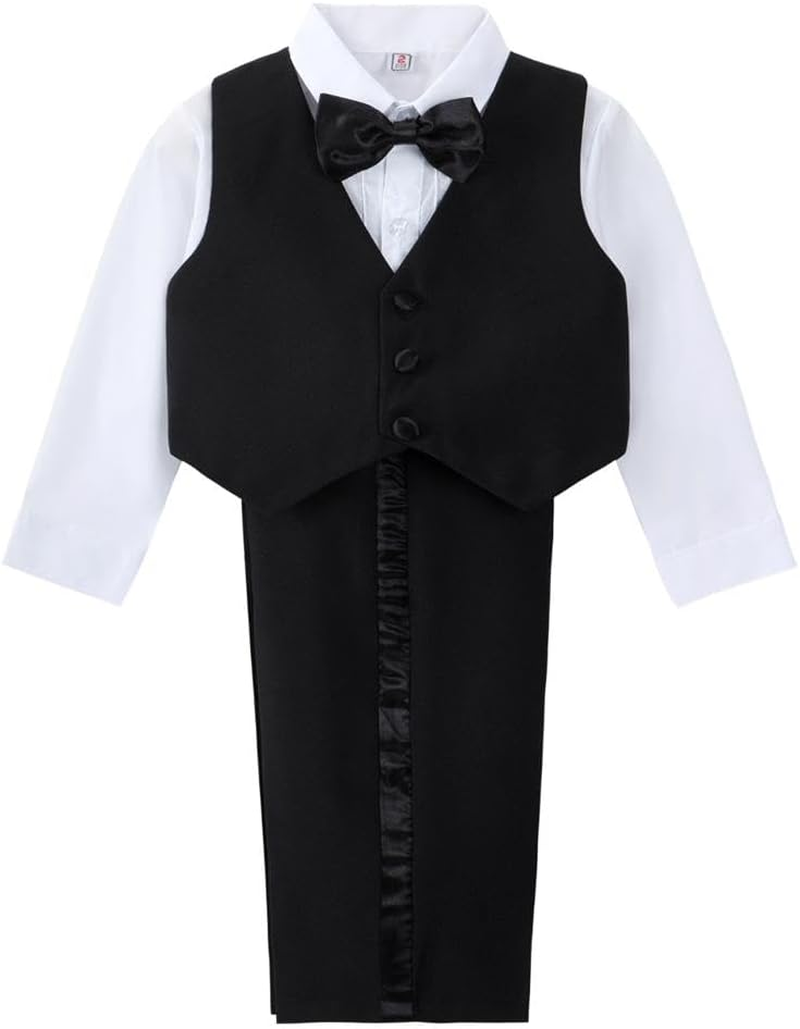 Dressy Daisy Baby & Toddler Boys Tuxedo Suits & Blazers Wedding Outfit Set Formal Occasions Smart Wear for 3 Months to Size 4, Black White Ivory image number 5