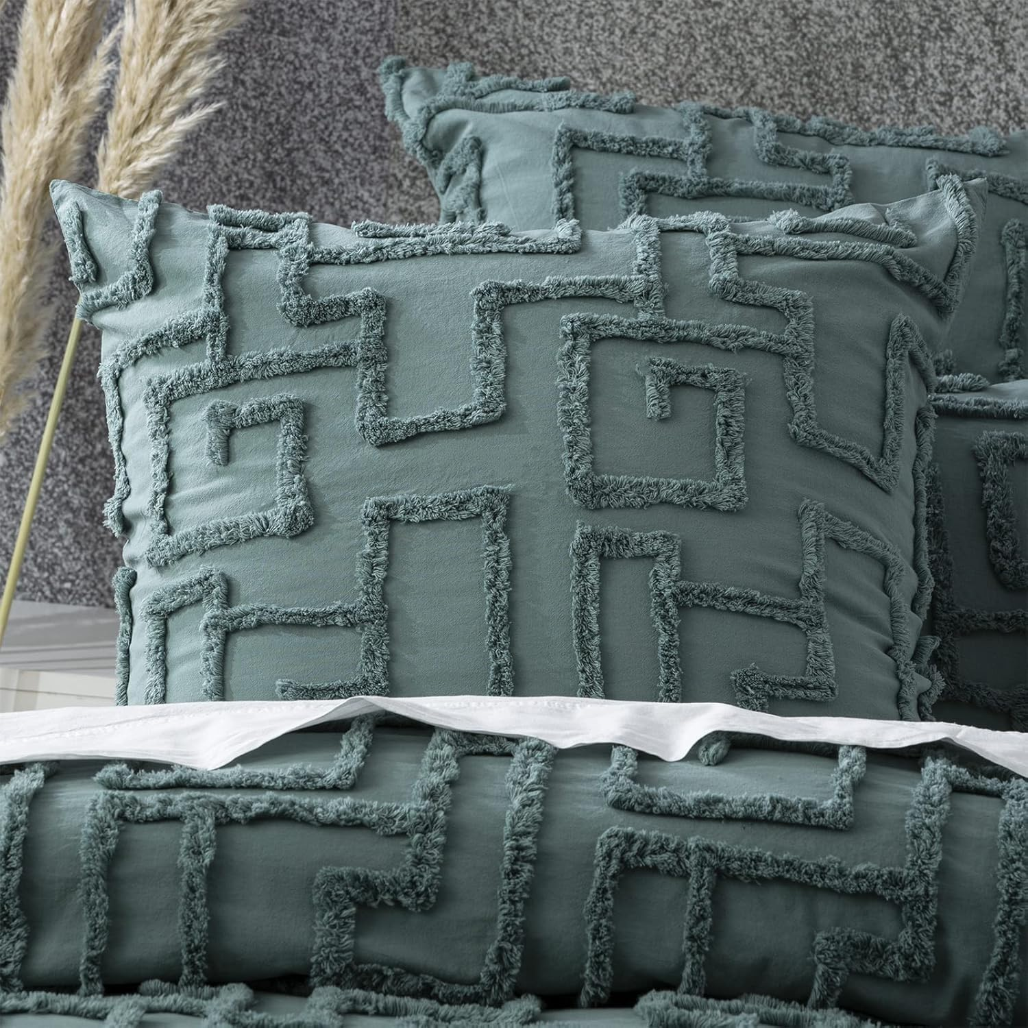 Renee Taylor Riley 65Cm Pillowcase VT Washed Cotton Chenille Tufted Euro Mineral image number 3