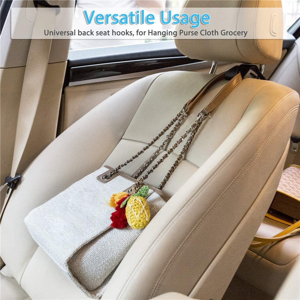 Car Vehicle Headrest Hooks with 44 LB Load Capacity Durable Back Seat Hangers with Easy Install Design Portable Organizer Holder for Handbag Purse Cloth Grocery (4 Pack) image number 1