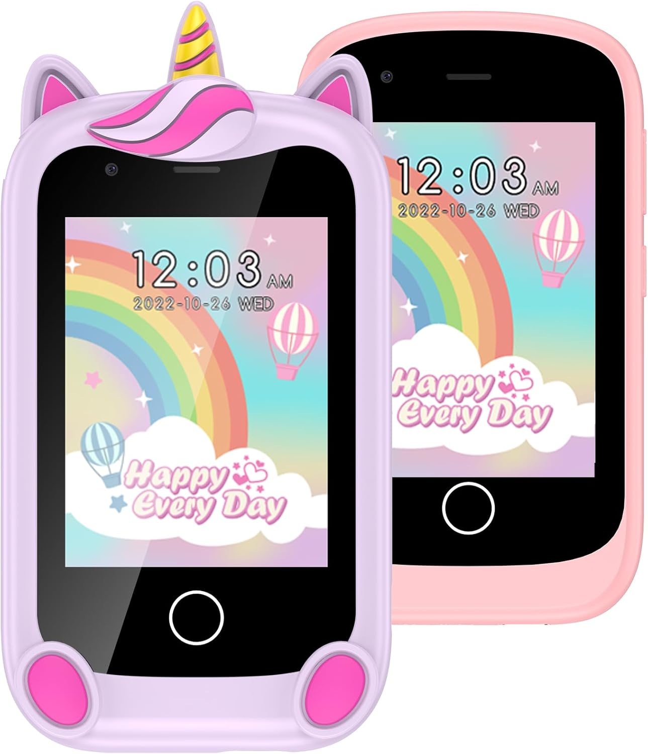 PTHTECHUS&reg; Kids Smart Phone, Easter Christmas for Girls Boys Toddlers Childrens 3-12 Years Old Kids Phone Touchscreen Learning Toys for Birthday Holiday Ideas Pink image number 2