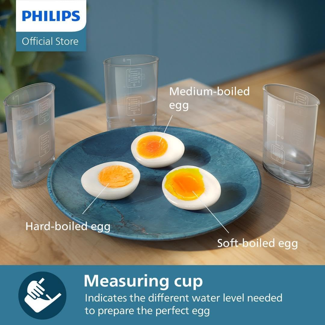 Philips Egg Cooker 3000 Series, Family Size up to 6 Eggs (Soft, Medium, Hard, Poached), Easy to Clean, Poached Tray & Egg Piercer Accessory, 400W Power, Compact Design (HD9137/90) image number 2