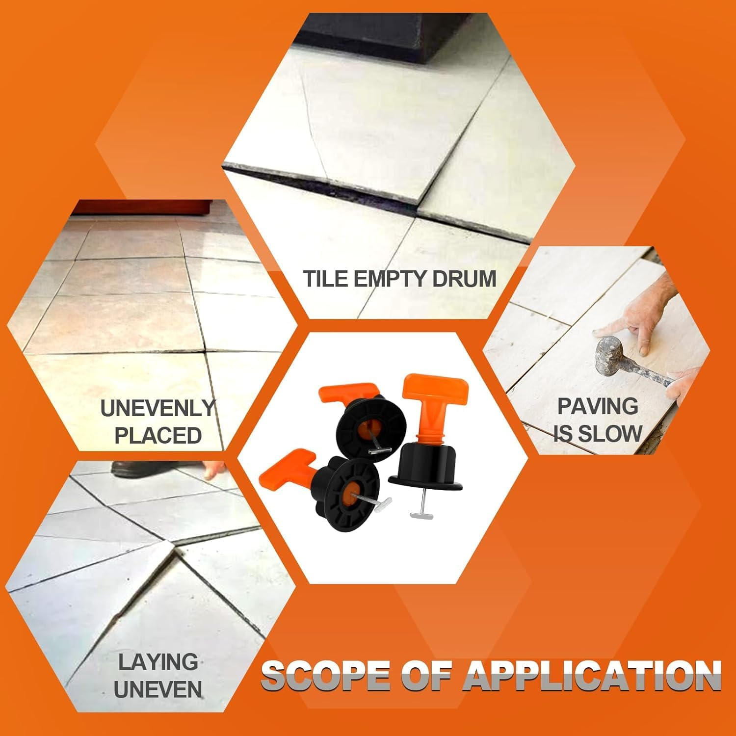 50Pcs Tile Leveler Spacers, Reusable Tile Leveling System Kit with Special Wrench, Tile Installation Tool Kit for Building Walls & Floors image number 6