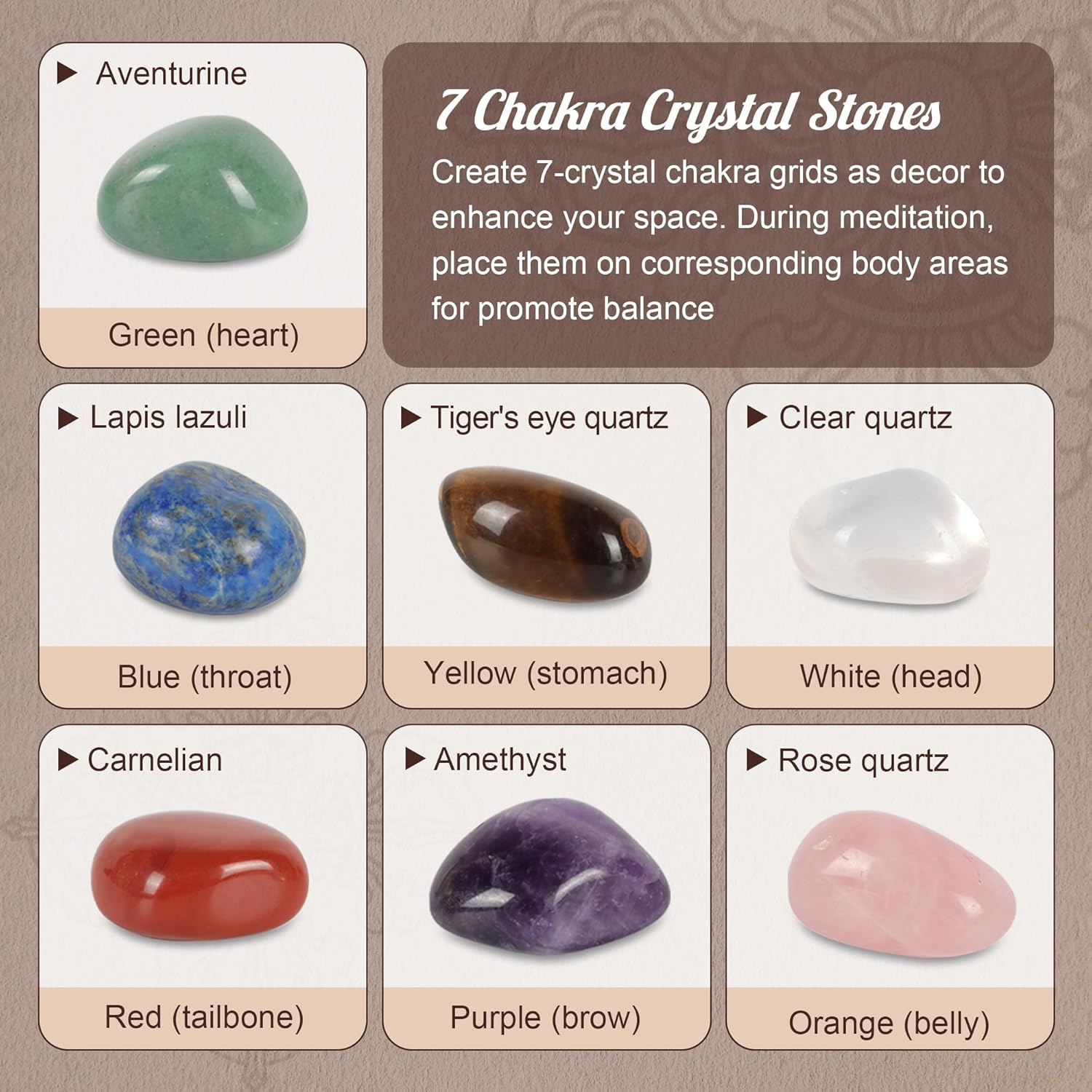 3.14In Tibetan Singing Bowl Set with 7 Chakra Crystal Stones &ndash; Handmade in Nepal for Meditation, Mindfulness & Relaxation image number 1