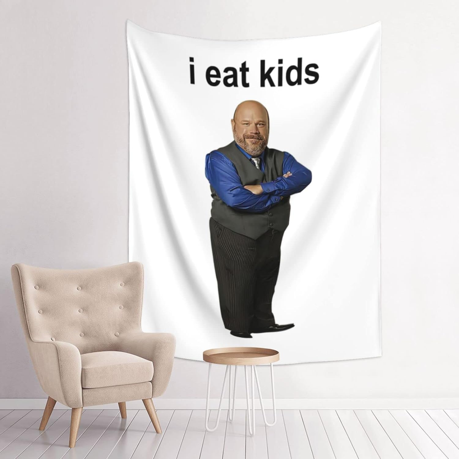 I Eat Kids Bertram Tapestry Aesthetic Tapestrys 38X29In Funny Meme Tapestries Wall Hanging Art Poster for Bedroom Living Room
